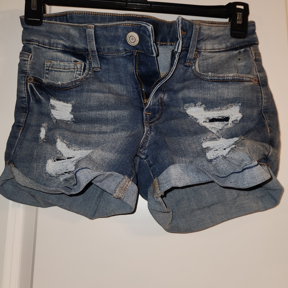 Aeropostale Blue Distressed Jean Shorts